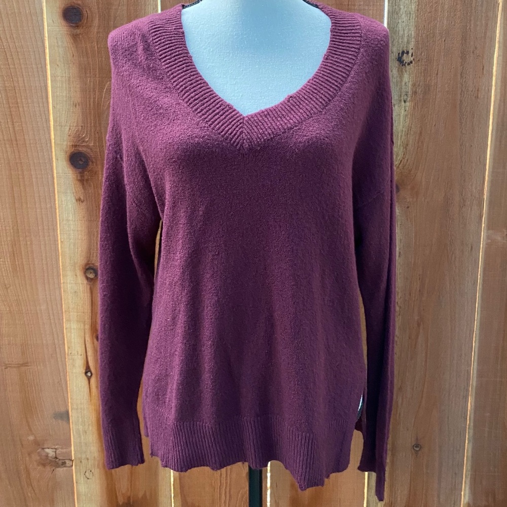 Melrose And Market Distressed V Neck Sweater